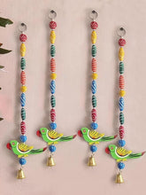 Pack Of 4 Handmade Wall Hangings for Home Decoration Toran Parrot Latkans with Bells, Home Decor, Indian Wedding favors, Diwali Gift